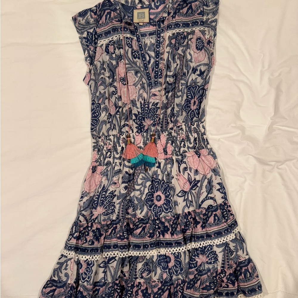 HUNTER BELL Floral Mini Dress - Pink and Blue